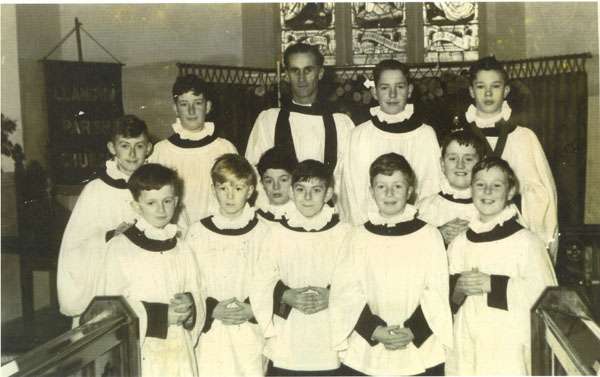 Copy of a photograph of the Vicar and the choir boys at Llangwm Parish Church